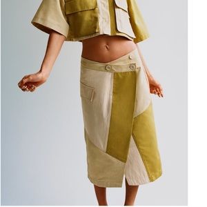 Zara patchwork garbadine skirt